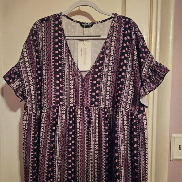 BloomChic Dresses Bloomchic Bandana Plus Size Short Flutter Sleeve